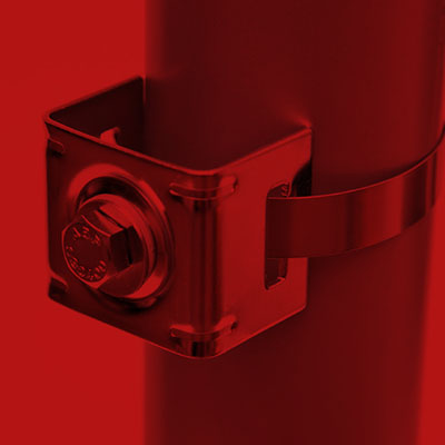Pole-mounted hardware secured with USABAND mounting hardware